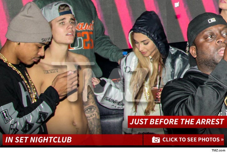 Justin Bieber in Set Night Club -- Just Before The Arrest